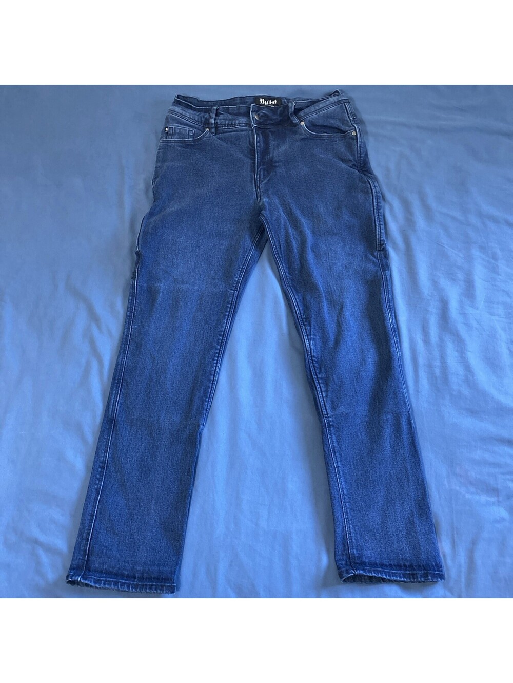 Bull-It Motorcycle Riding Blue Covert Jeans Mens 34R Straight Fit Knee Padded
